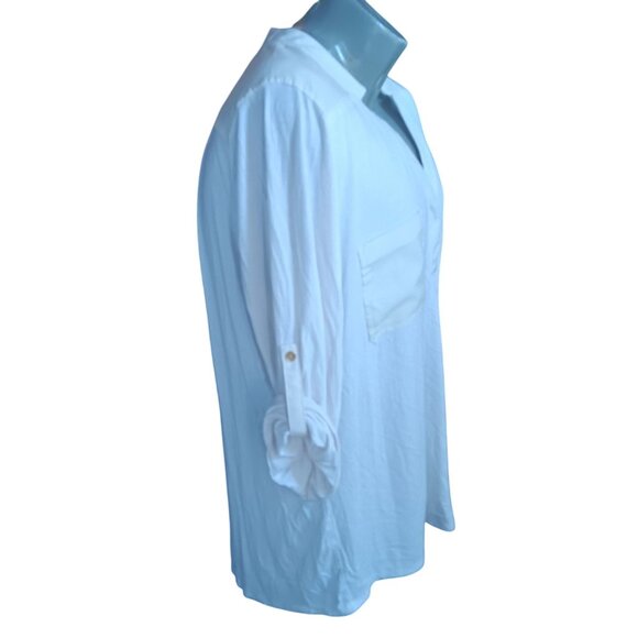 Men's Large Shirt Calvin Klein White Roll Sleeve Y2K Club Night Dancer - Picture 3 of 5